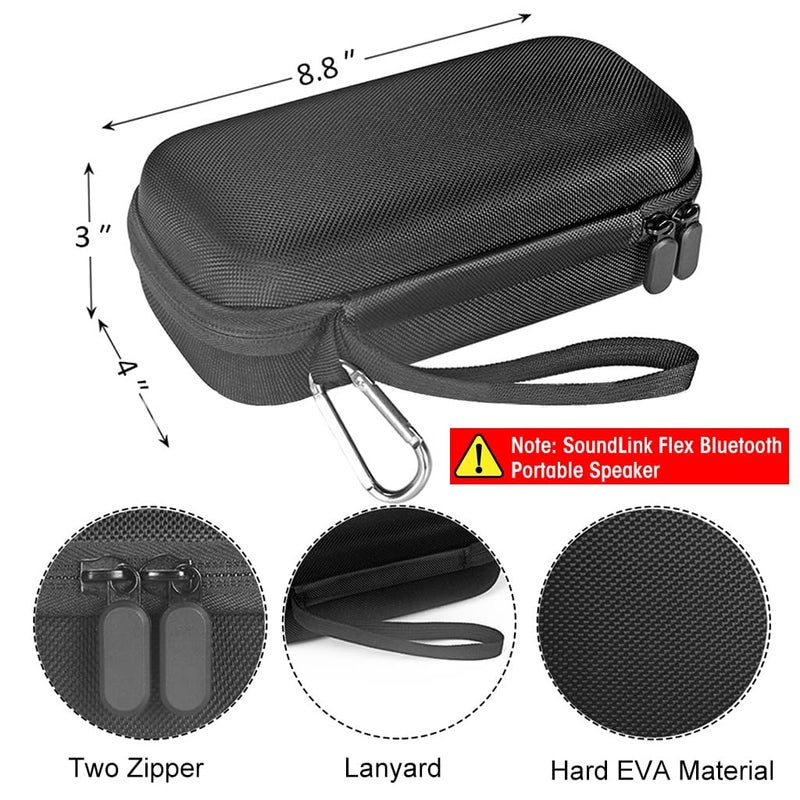Vertus ® Carrying Case Storage Bag for Bose New SoundLink Flex 2nd Gen/Bose SoundLink Flex/Tribit StormBox Flow Bluetooth Portable Speaker (Black) - Image 5