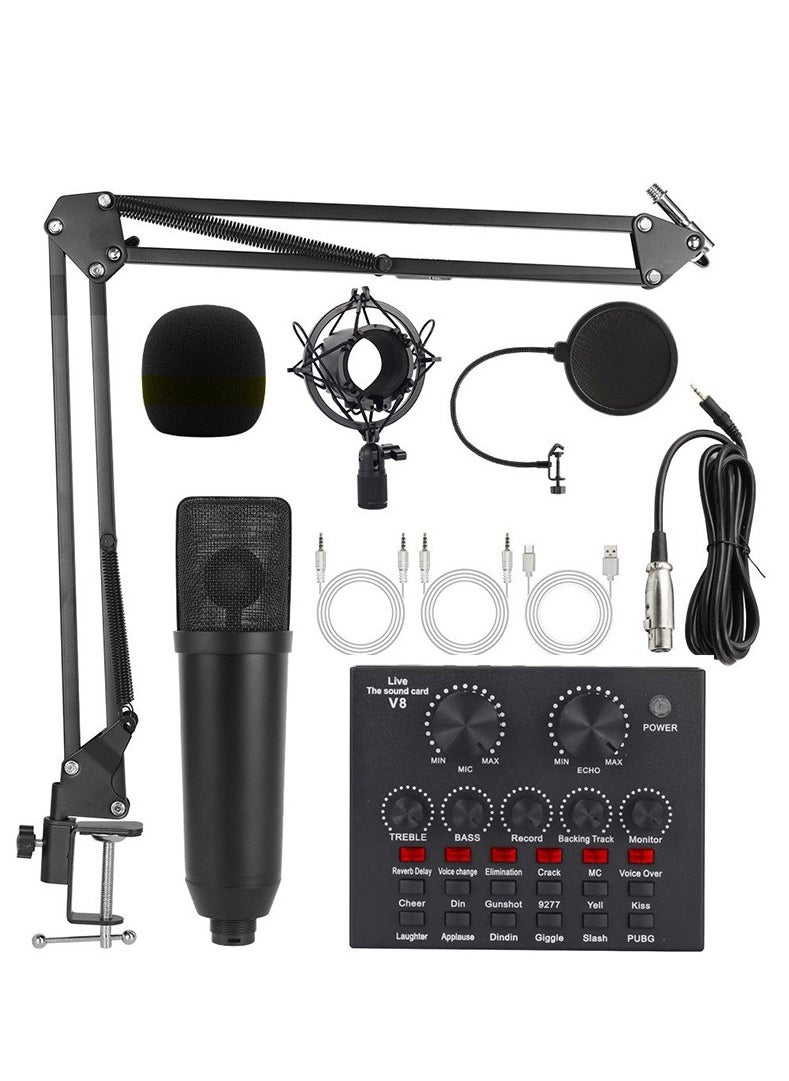 Extra - Live Sound Cards Condenser Microphone Set Streaming Audio Mixer with Microphone Stand/Suitable for Live Broadcast/Podcast/Youtube/PC/Smartphone(U87+V8) - Image 1