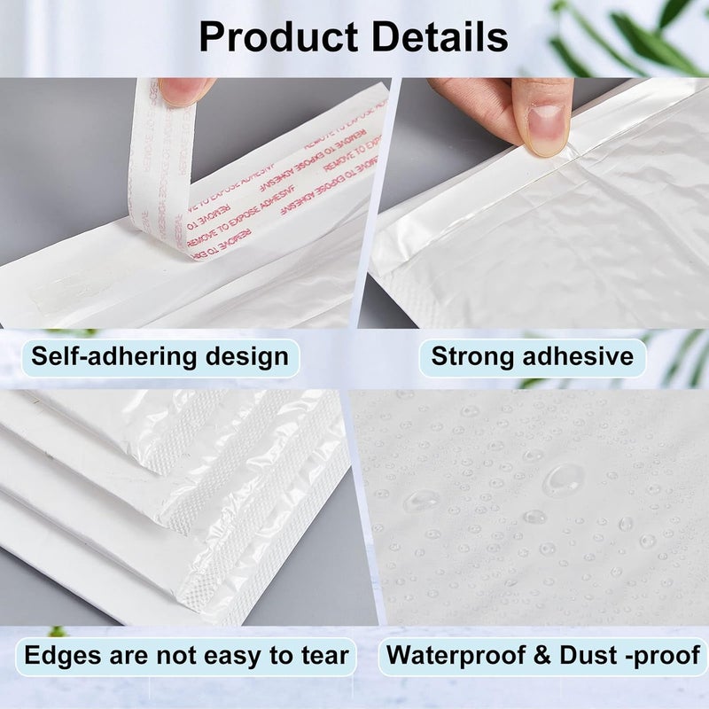 Henoyso 30 Pcs Extra Large Bubble Mailers 14 x 19 Inches Resealable Padded Envelopes Waterproof Shipping Bags Poly Padded Mailers Bulk for Mailing Packaging Small Business(White) - Image 3