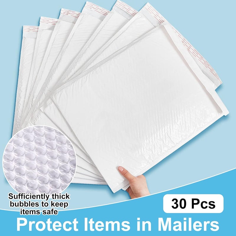 Henoyso 30 Pcs Extra Large Bubble Mailers 14 x 19 Inches Resealable Padded Envelopes Waterproof Shipping Bags Poly Padded Mailers Bulk for Mailing Packaging Small Business(White) - Image 4