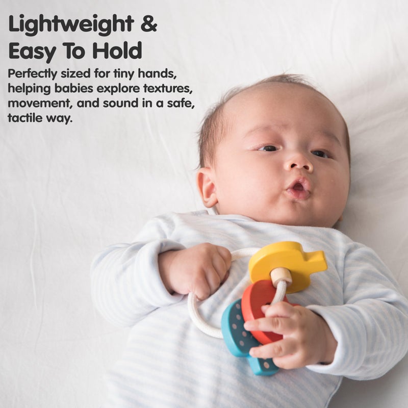 PlanToysÂ® Baby Key Rattle Wooden Infant Sensory Toy for Grasping, Coordination & Auditory Development | Montessori Eco-Friendly Learning Toy for Early Exploration & Fine Motor Skills - Image 5