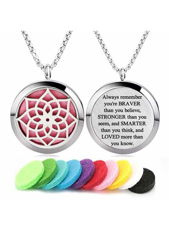 GFONDINGD Aromatherapy Essential Oil Diffuser Necklace Stainless Steel lnspirational Locket Pendant（Sunflower）  - Image 1