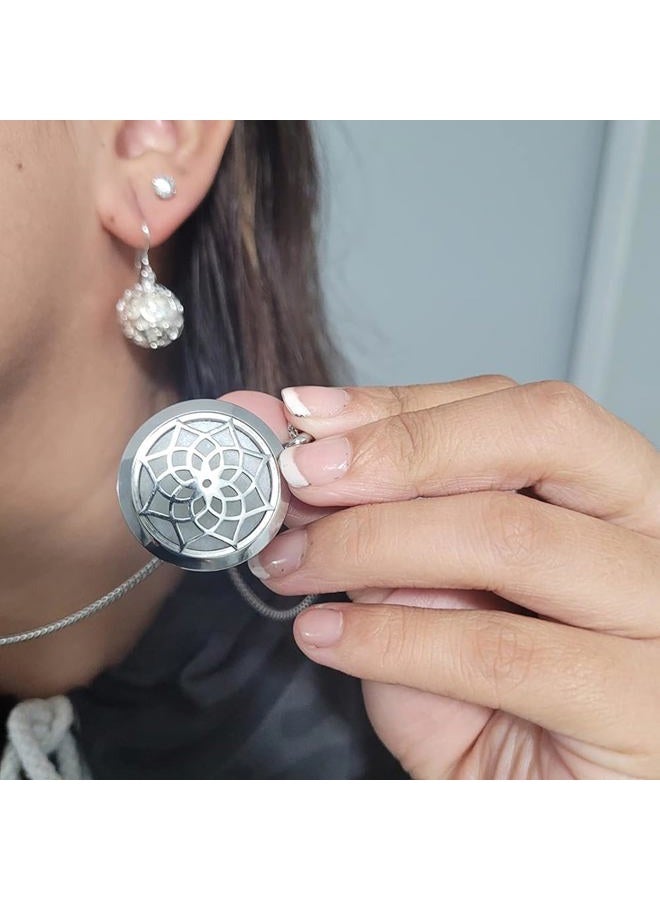 GFONDINGD Aromatherapy Essential Oil Diffuser Necklace Stainless Steel lnspirational Locket Pendant（Sunflower）  - Image 5