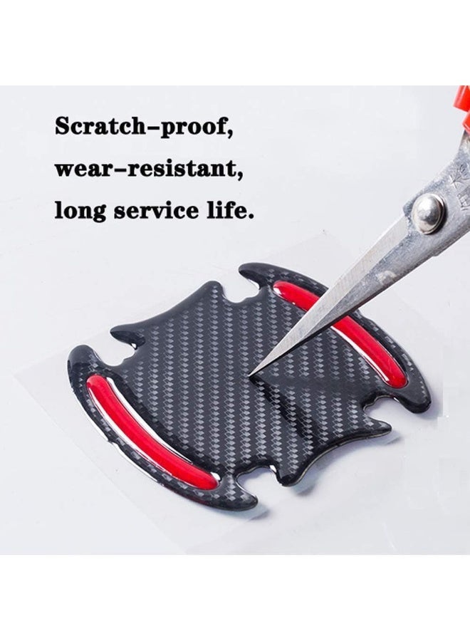 LuckyNov 8 Pcs Car Door Handle Cup Protector, Universal 3D Carbon Fiber Anti-Scratch Protector Film, Auto Cup Paint Guard Sticker With Reflective Safety Strips (Red) - Image 4