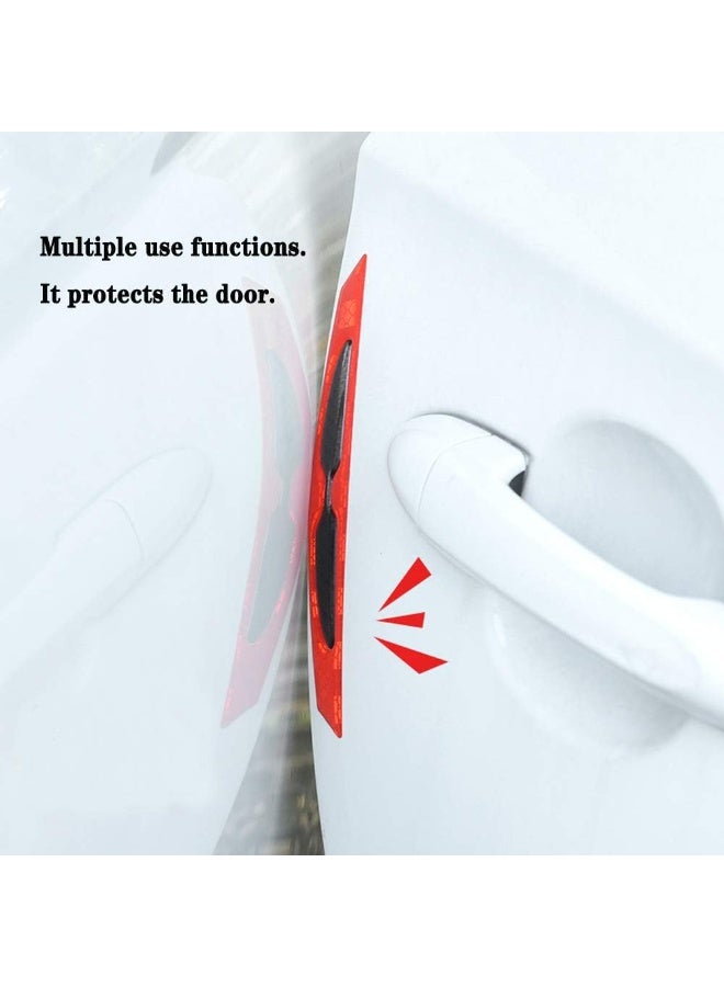 LuckyNov 8 Pcs Car Door Handle Cup Protector, Universal 3D Carbon Fiber Anti-Scratch Protector Film, Auto Cup Paint Guard Sticker With Reflective Safety Strips (Red) - Image 3