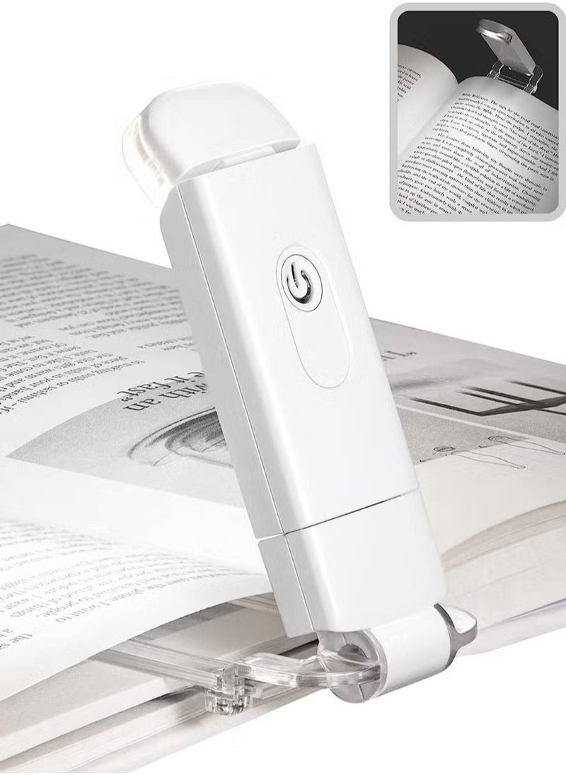 MACAIIROOS USB Rechargeable Book Reading Light, 2 Brightness Levels, LED Clip on Book Light for Reading in Bed, Eye Care Book Lamp for Kids, Bookworms (White)  - Image 1