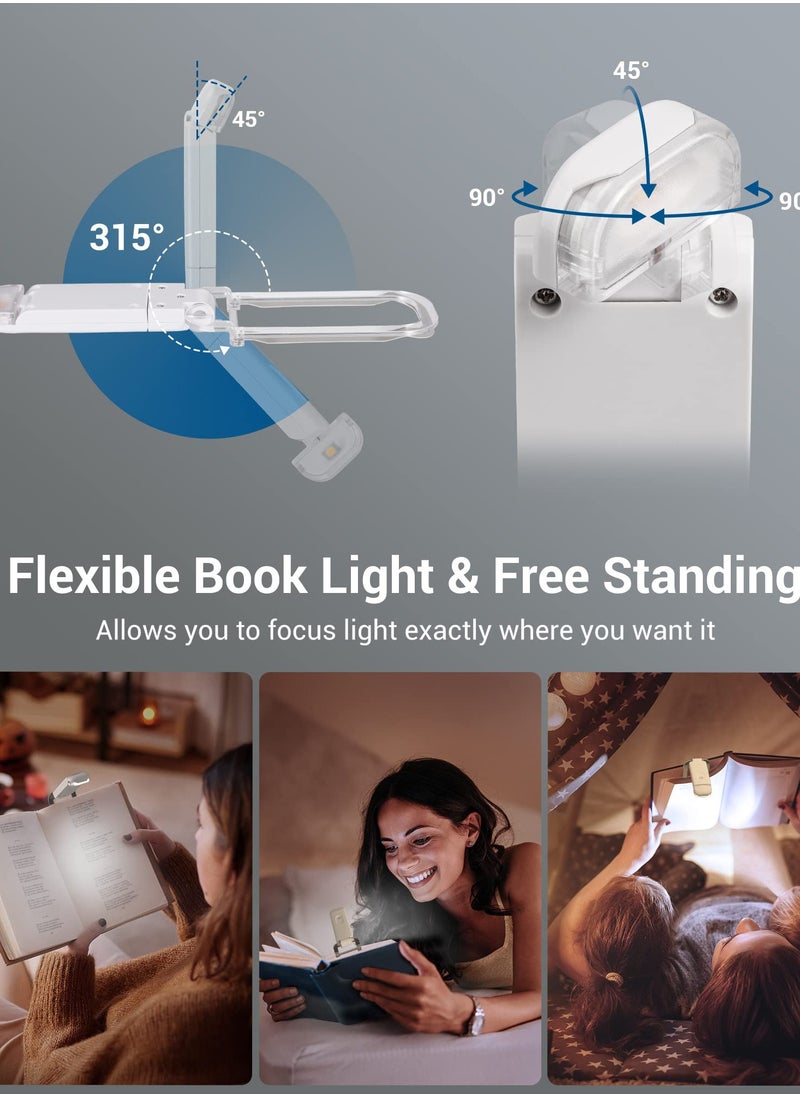 MACAIIROOS USB Rechargeable Book Reading Light, 2 Brightness Levels, LED Clip on Book Light for Reading in Bed, Eye Care Book Lamp for Kids, Bookworms (White)  - Image 4