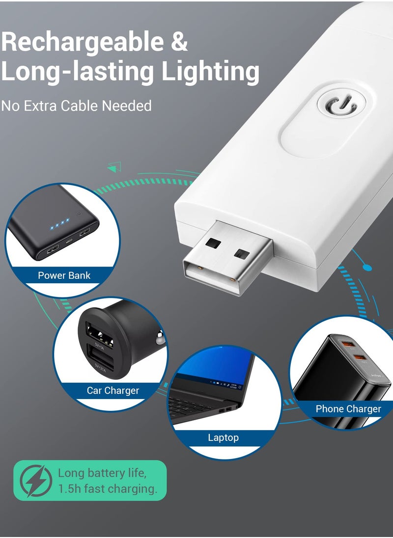 MACAIIROOS USB Rechargeable Book Reading Light, 2 Brightness Levels, LED Clip on Book Light for Reading in Bed, Eye Care Book Lamp for Kids, Bookworms (White)  - Image 3