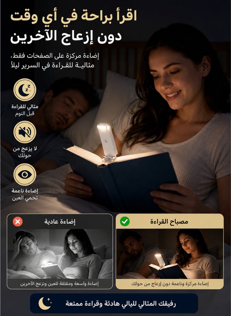 MACAIIROOS USB Rechargeable Clip On Book Light – Eye-Caring LED Reading Lamp with 2 Brightness Levels, Portable Night Reading Light for Bed, Travel & Kids, Bookworm Essential - Image 3