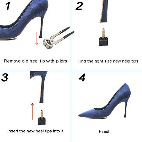 luakesa 24 Pairs High Heel Replacement Tips Womens Shoes Tips Repair Kit,6 Size,8,/9/10/11/12/12.5mm,U-shape (Black) - Image 2
