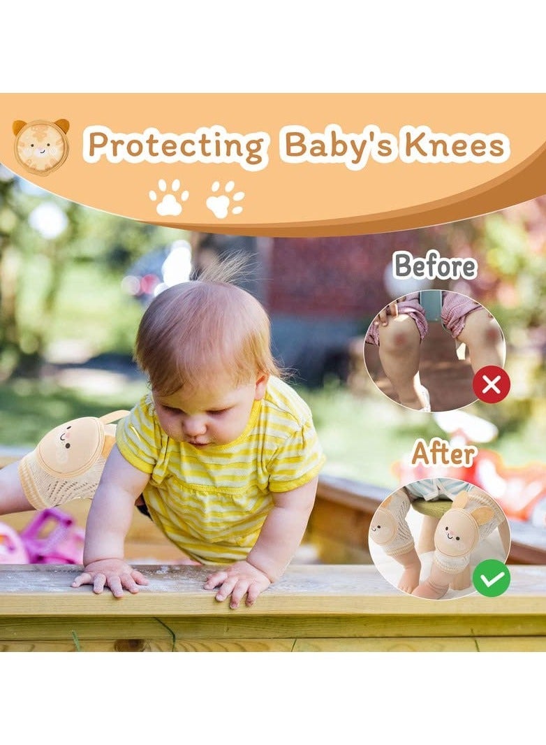 Y&D Baby Knee Pads for Crawling, 2 Pairs Protectors Breathable Crawling with Sponge Pad, Anti-Slip Leg Warmers Protective Cover Unisex Babies (Rabbit and Owl) - Image 2