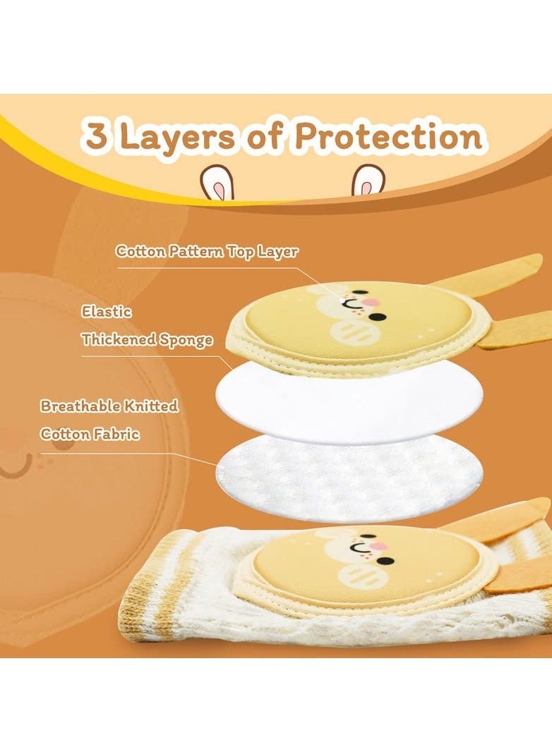 Y&D Baby Knee Pads for Crawling, 2 Pairs Protectors Breathable Crawling with Sponge Pad, Anti-Slip Leg Warmers Protective Cover Unisex Babies (Rabbit and Owl) - Image 3