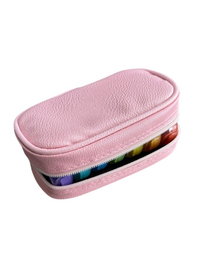 KHAJUL PU Leather Bag Pill Boxes 7 Day 2 Times a Day, Large AM/PM Pill Box Organiser with Portable Zipper Leather Bag, for Holding Supplements, Vitamins and Fish Oils (Pink) - Image 4
