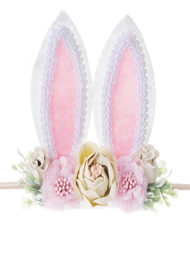 baotongle Bunny Headband Bunny Rose Ears Easter Headbands Baby Girls Flower Crown Spring Bunny Headbands Ideal for Easter Party - Image 1