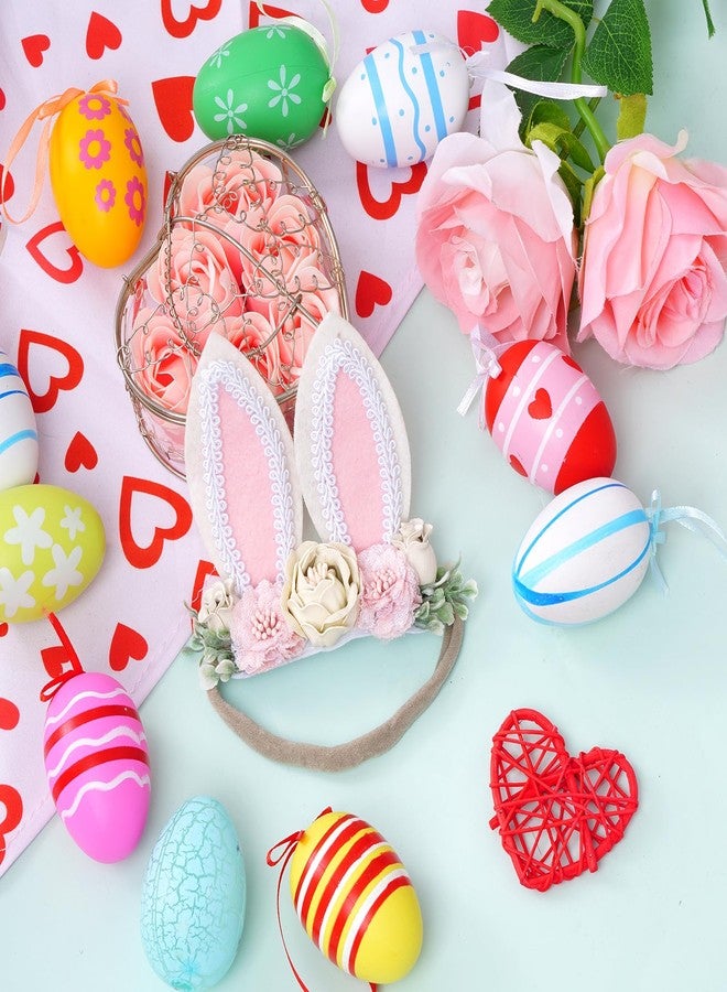 baotongle Bunny Headband Bunny Rose Ears Easter Headbands Baby Girls Flower Crown Spring Bunny Headbands Ideal for Easter Party - Image 2