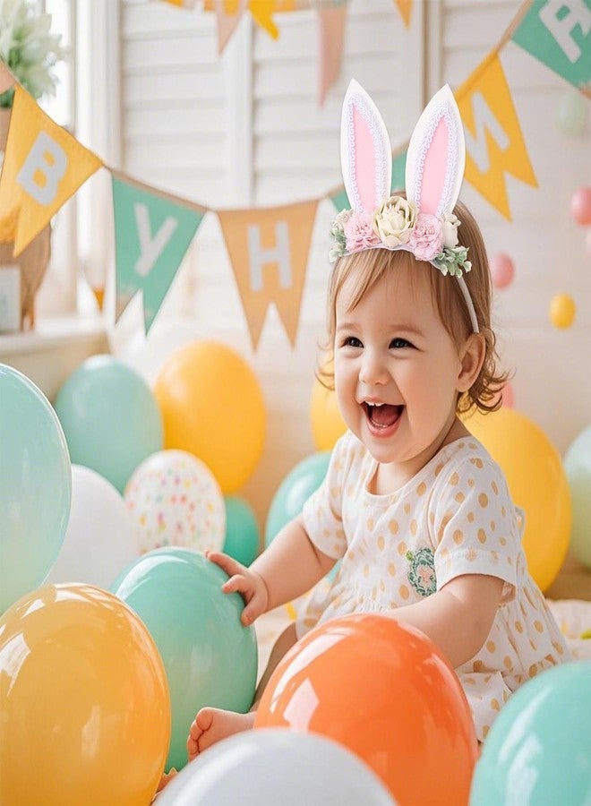 baotongle Bunny Headband Bunny Rose Ears Easter Headbands Baby Girls Flower Crown Spring Bunny Headbands Ideal for Easter Party - Image 4