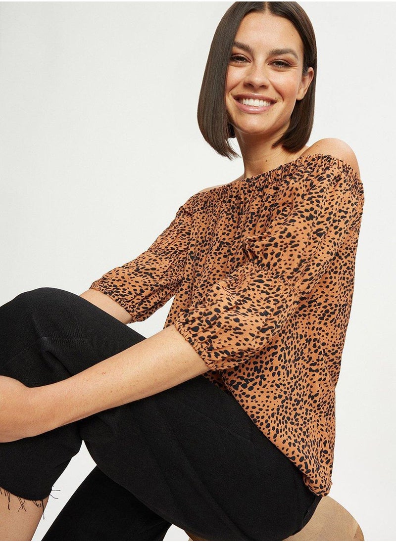 DOROTHY PERKINS - Bardot Oversized Printed Top - Image 1