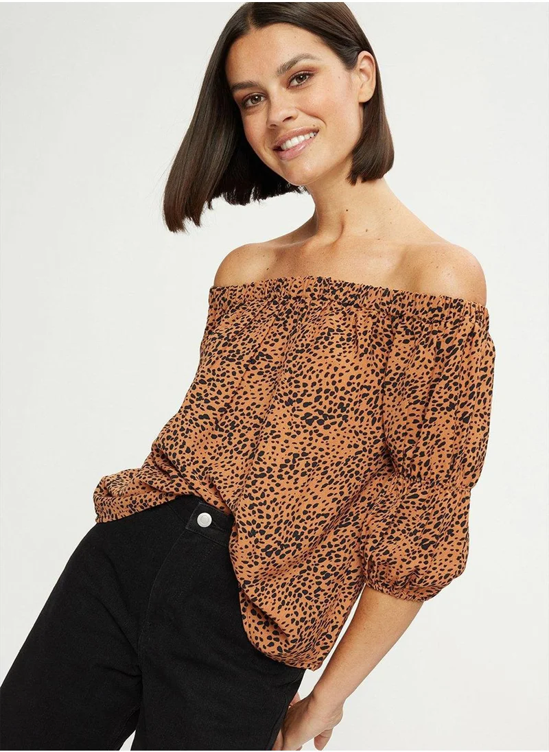 DOROTHY PERKINS Bardot Oversized Printed Top