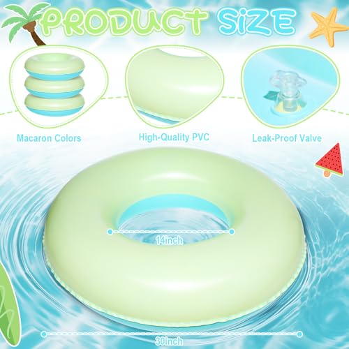 ShinyRelief 4 Pcs Inflatable Pool Floats for Adults Pastel Inner Tubes Macaron Pool Rings Floaties for Birthday Beach Swimming Shower Bachelorette Party Decorations(Blue,Yellow,30'') - Image 5