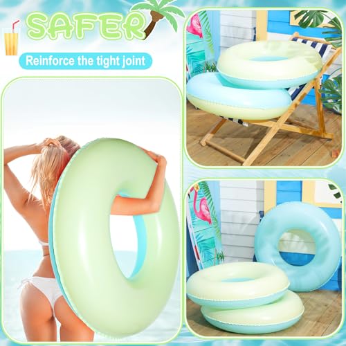 ShinyRelief 4 Pcs Inflatable Pool Floats for Adults Pastel Inner Tubes Macaron Pool Rings Floaties for Birthday Beach Swimming Shower Bachelorette Party Decorations(Blue,Yellow,30'') - Image 3
