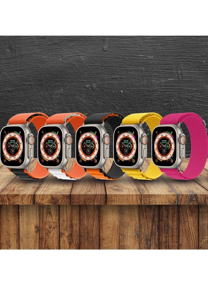 5 Pack For Apple Watch Band 49mm 45mm 44mm 42mm Alpine Loop Band Women Men Adjustable with Metal G-Hook Strap for iWatch Ultra Series SE 8/7/6/5/4/3/2/1 Multicolour