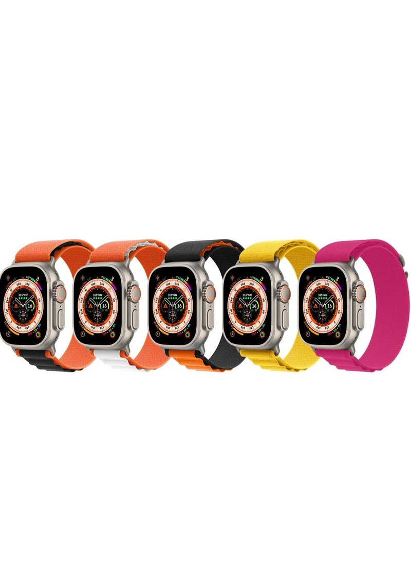 5 Pack For Apple Watch Band 49mm 45mm 44mm 42mm Alpine Loop Band Women Men Adjustable with Metal G-Hook Strap for iWatch Ultra Series SE 8/7/6/5/4/3/2/1 Multicolour