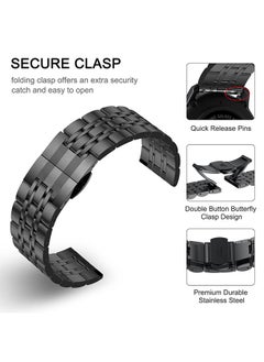 O Ozone Metal Band For Samsung Galaxy Watch 7 6 5 4 FE 40mm 44mm 45mm/Galaxy Watch 6 4 Classic 43mm 47mm 42mm 46mm Solid Stainless Steel Strap -Black  - Image 4