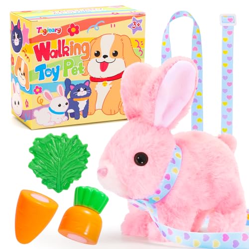 Tagitary Plush Bunny Toys for Kids - Interactive Electronic Rabbit with Sounds, Wiggling Ears, Hopping Motion, Leash - Perfect for Easter, Christmas, or Birthday Gifts - Image 1