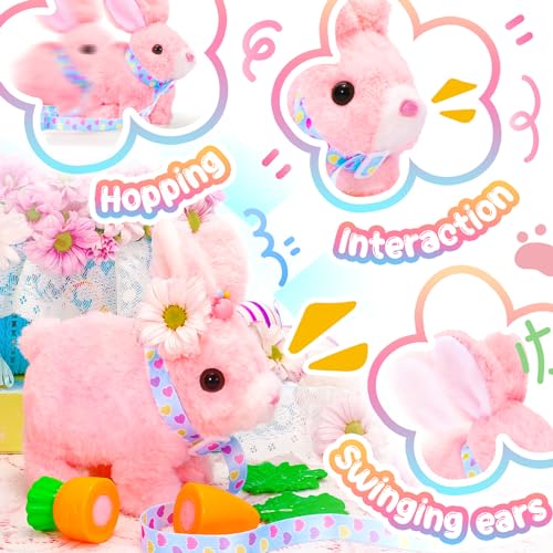 Tagitary Plush Bunny Toys for Kids - Interactive Electronic Rabbit with Sounds, Wiggling Ears, Hopping Motion, Leash - Perfect for Easter, Christmas, or Birthday Gifts - Image 3