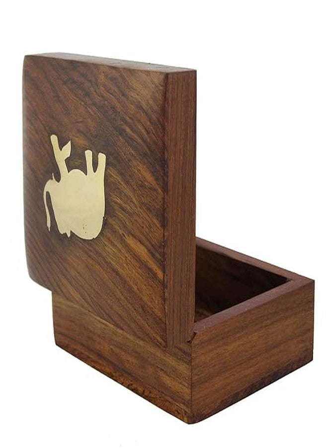 DECTEMS Handcrafted Wooden Jewellery Box - 4x3 Inch Decorative Elephant Inlay Storage Organizer Unique Treasure Chest Holder and Gift Item for Women - Image 4