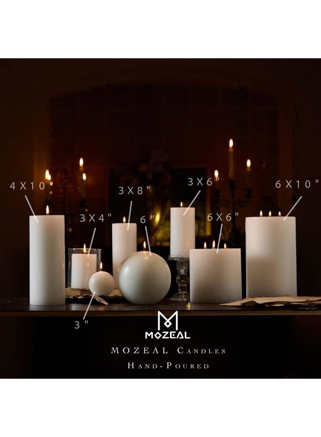 MOZEAL 3" x 8" Hand-Poured Unscented Large Candle,Smokeless Rustic Pillar Candle Set of 2,Slow Burn,No Drip,Approx 150 Hours Burning,Wedding,Dinner,Christmas and Home Decorative,Tall White Candle - Image 3