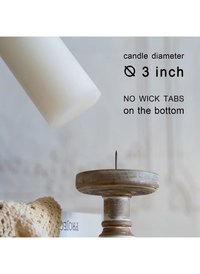 MOZEAL 3" x 8" Hand-Poured Unscented Large Candle,Smokeless Rustic Pillar Candle Set of 2,Slow Burn,No Drip,Approx 150 Hours Burning,Wedding,Dinner,Christmas and Home Decorative,Tall White Candle - Image 4