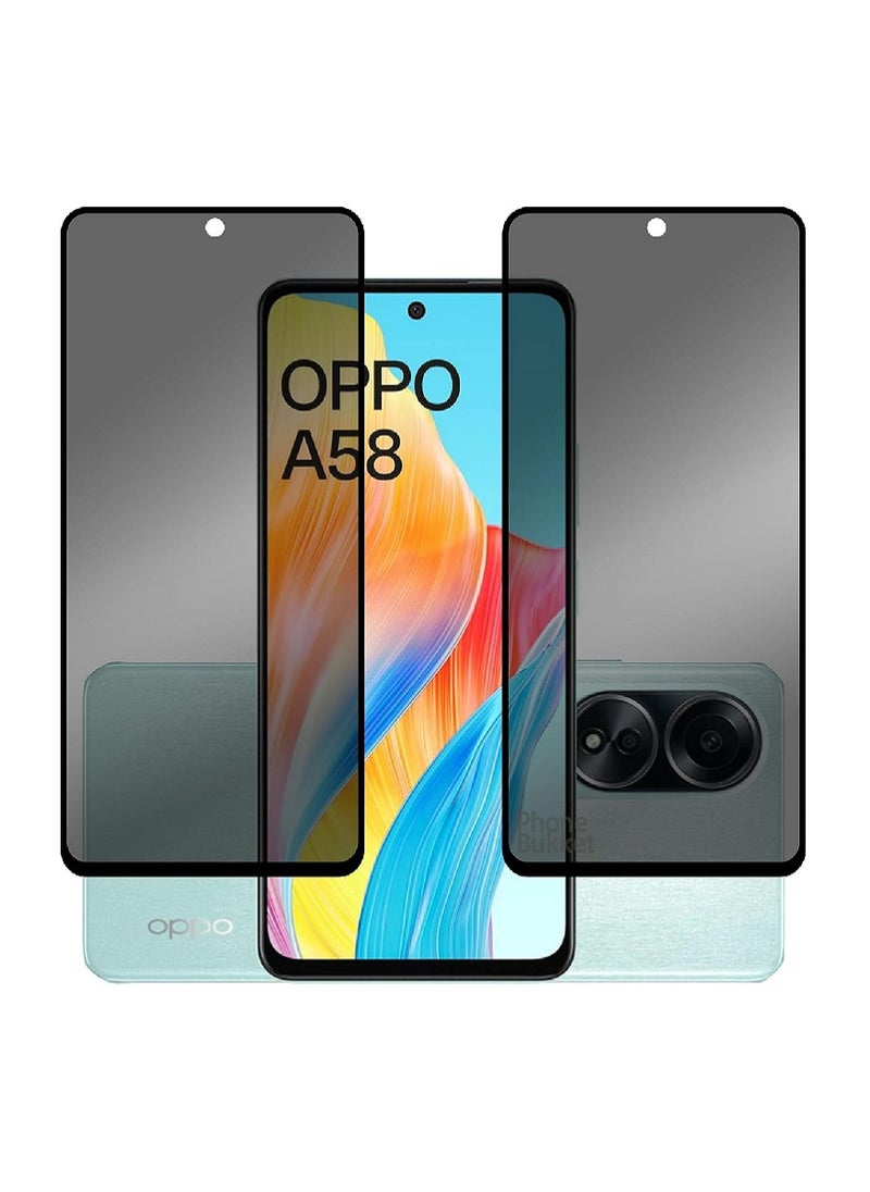we3 2 Piece Tempered Glass Screen Protector Anti-Spy Privacy Designed For Oppo A58 Full Screen Coverage And Bubble Free  - Image 1