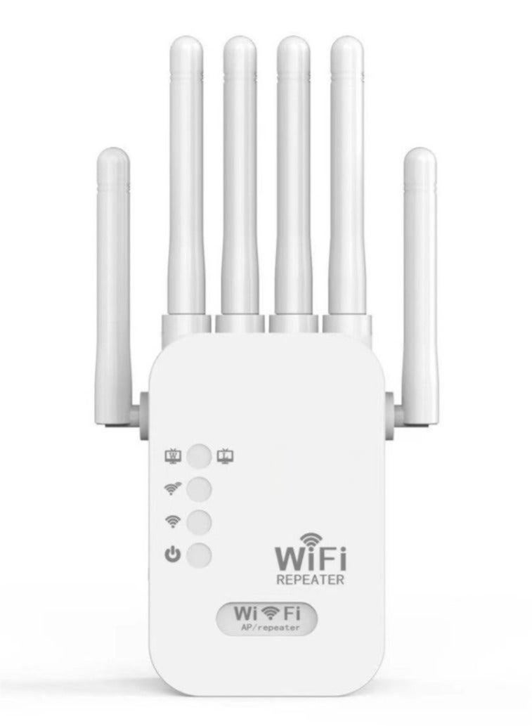 بست موسع نطاق واي فاي ثنائي النطاق 2.4G و5G بسرعة 1200 ميجابت في الثانية، مكرر نقطة وصول، وضع ثلاثي، تغطية 1722 قدمًا مربعًا، 6 هوائيات عالية الكسب، إقران بلمسة واحدة - Image 1