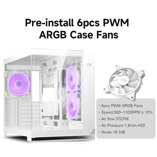 PCCOOLER PC Case Mid Tower Desktop Computer Gaming Superior Case for ATX/M-ATX/ITX with 6 ARGB Case Fans,Column-Free Design,360MM Radiator&400MM GPU Support,Easy Installation (C3T500 ARGB White) - Image 2