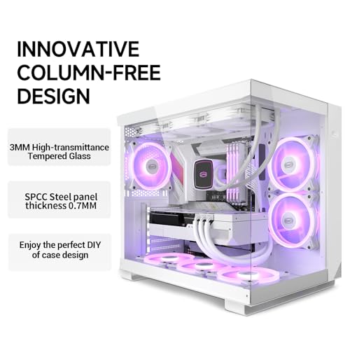 PCCOOLER PC Case Mid Tower Desktop Computer Gaming Superior Case for ATX/M-ATX/ITX with 6 ARGB Case Fans,Column-Free Design,360MM Radiator&400MM GPU Support,Easy Installation (C3T500 ARGB White) - Image 3