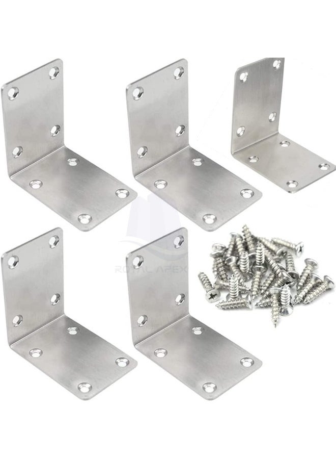 Royal Apex L Corner Bracket Connector Brace With Screws Right Angle Corner Brackets For Chairs Wardrobes Cabinets Dining Tables Desks Shelves Etc5Pcs 50X50Mm  - Image 1