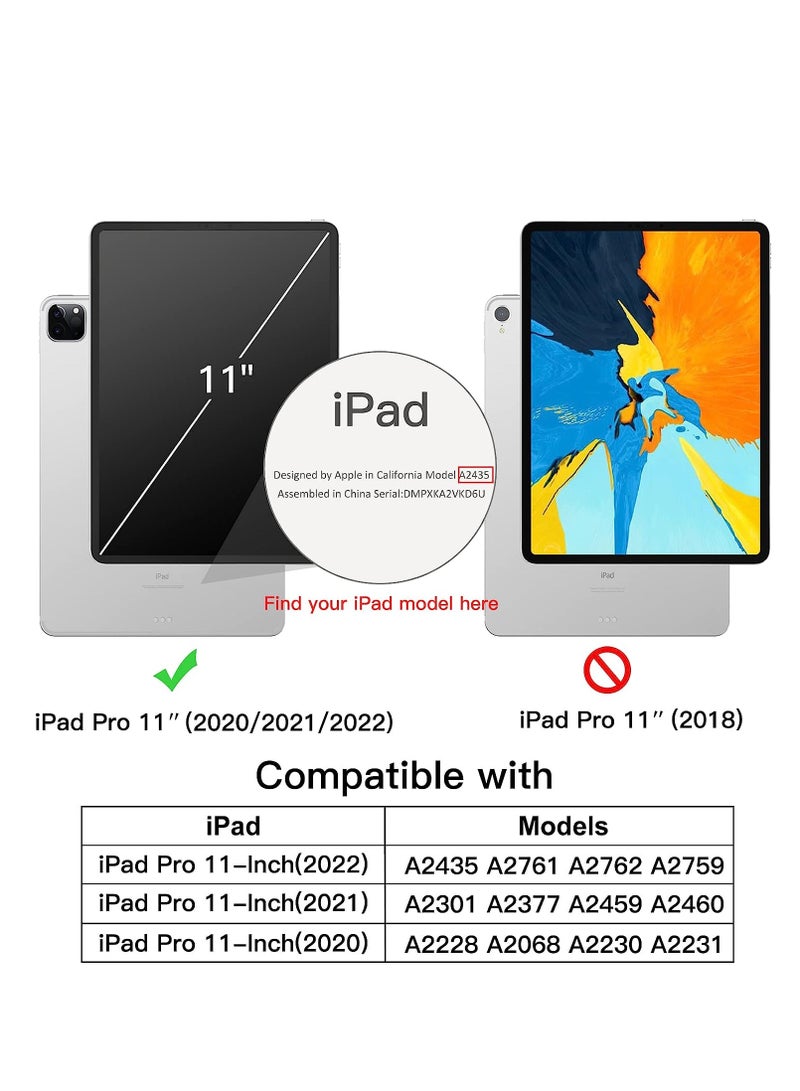 Case for iPad Pro 11 inch, 2022/2021/2020, Pencil Compatible, Auto Wake/Sleep Case (Dark Navy), TPU & PC - Image 2