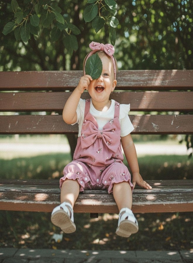 YINGISFITM Newborn Baby Girl Clothes Summer Short Sleeve Romper Floral Bow Short Jumpsuit Infant Cute Outfits (Pink, 3-6 Months) - Image 2