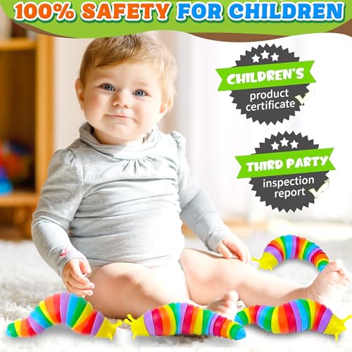 Dr.Kbder Easter Basket Stuffer for Toddler Kids Baby Fidget Slug Sensory Toys Pack 3PCS Airplane Travel Activities Road Trip Car Toy Autism Autistic ASMR Stuff Restaurant Adult ADHD Worm Valentines Day Gift - Image 5
