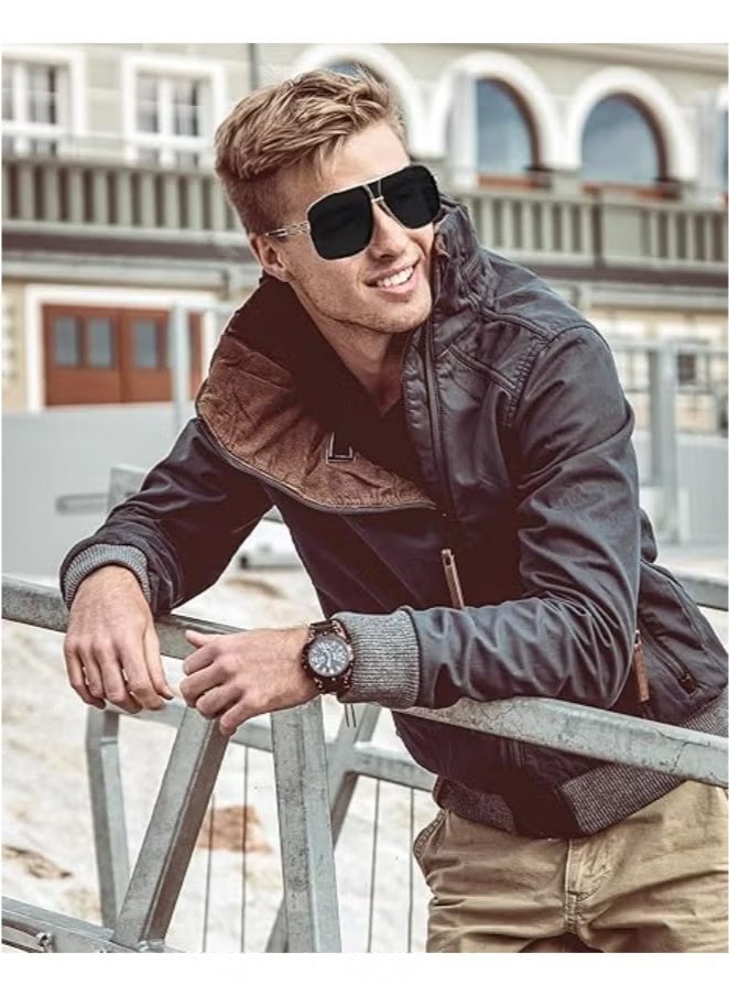 AZorb Retro Aviator Sunglasses for Women Men, Shades Glasses Fashion Metal Gold Frame Oversized Sun Glasses (3 Pairs) - Image 5