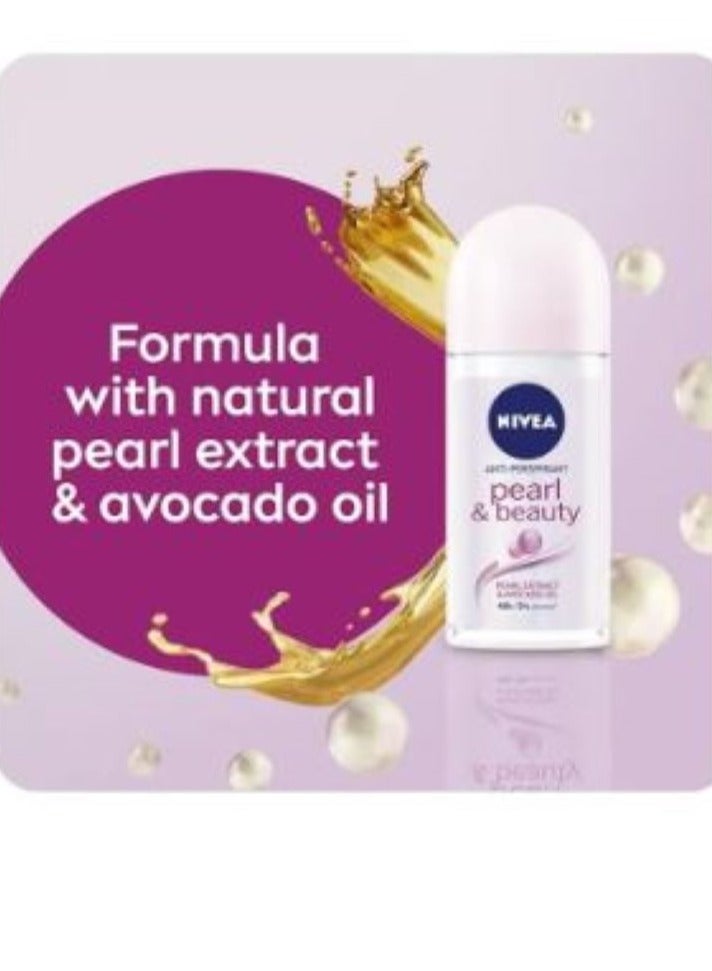 Nivea Pack Of 3 Nivea Pearl And Beauty Antiperspirant Roll On Deodorant 50 Ml - Image 3