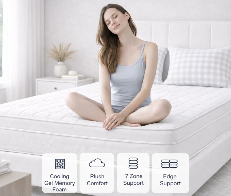 ريكسال هوم مرتبة Rexal Home Euro Heaven بريميوم بنظام النوابض الجيبية – سماكة 30 سم، ميموري فوم مع جل مبرد، فوم عالي المرونة، دعم متوسط الصلابة، تخفيف الضغط وعزل حركة منخفض، مقاس كوين 150 × 190 سم - Image 4