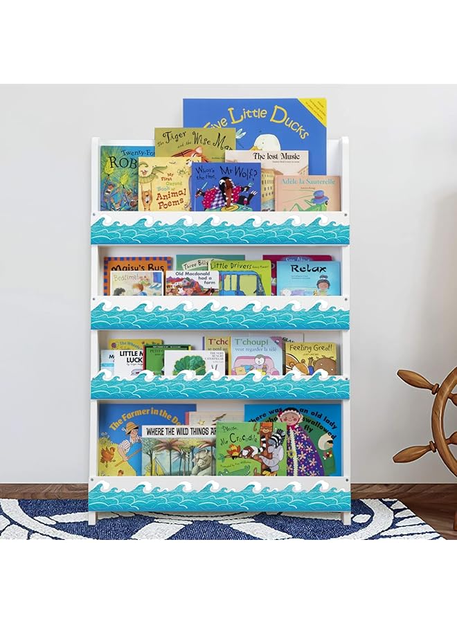 erorex Ocean Waves Bulletin Board Border Self Adhesive Blue Turquoise Trim Paper Beach Classroom Decorations Waterproof Back To School Office Chalkboard Decor 49.2 Feet - Image 4