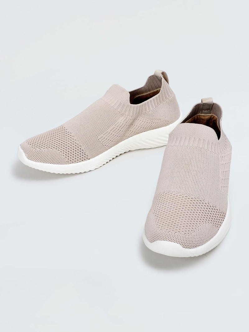 Max Women Textured Slip-On Sports Shoes, Beige, 38 - Image 2