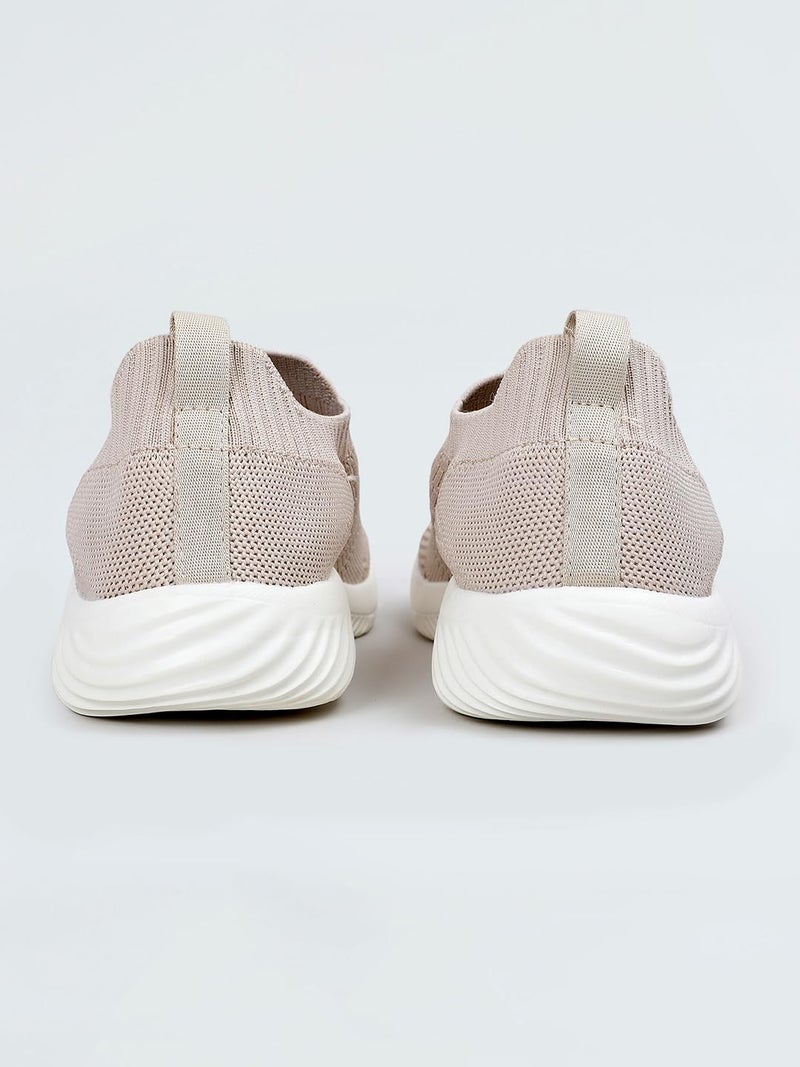 Max Women Textured Slip-On Sports Shoes, Beige, 38 - Image 3