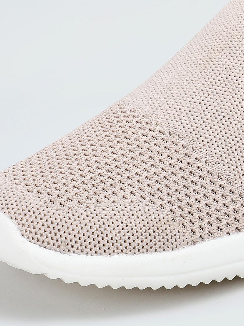 Max Women Textured Slip-On Sports Shoes, Beige, 38 - Image 4