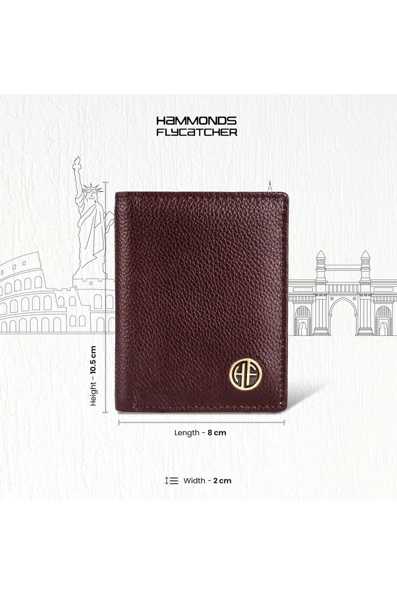 HAMMONDS FLYCATCHER Leather Unisex Card Holder,REDWOOD BROWN