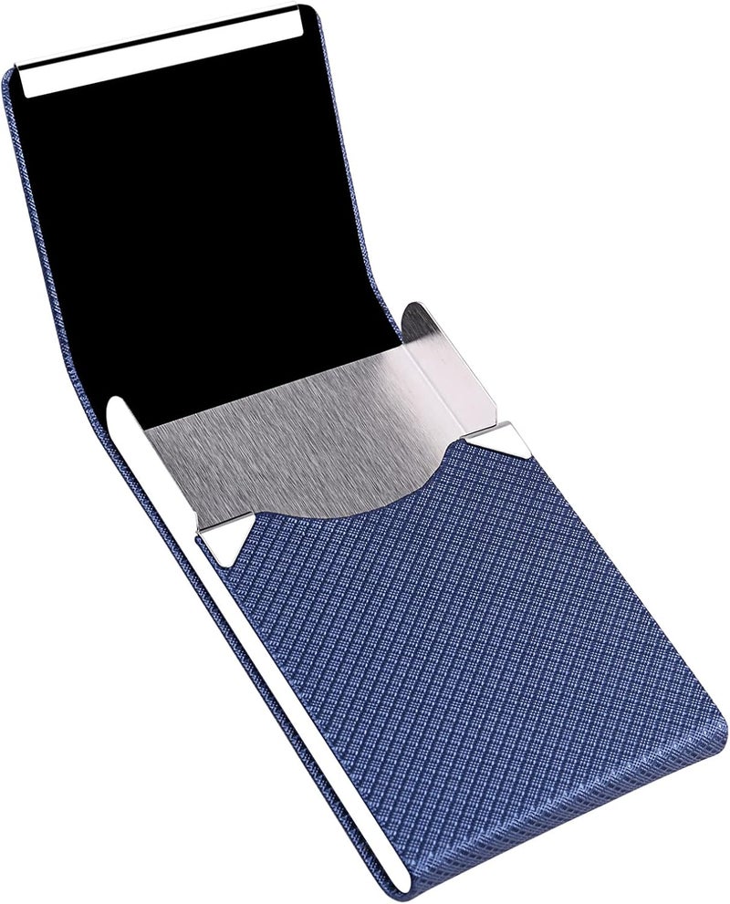 DMFLY Business Card Holder for Women & Men - Multi Card Case, Business & Pocket Card Holder, Credit & Name Card Wallet with Magnetic Closure, Blue-zs - Image 3