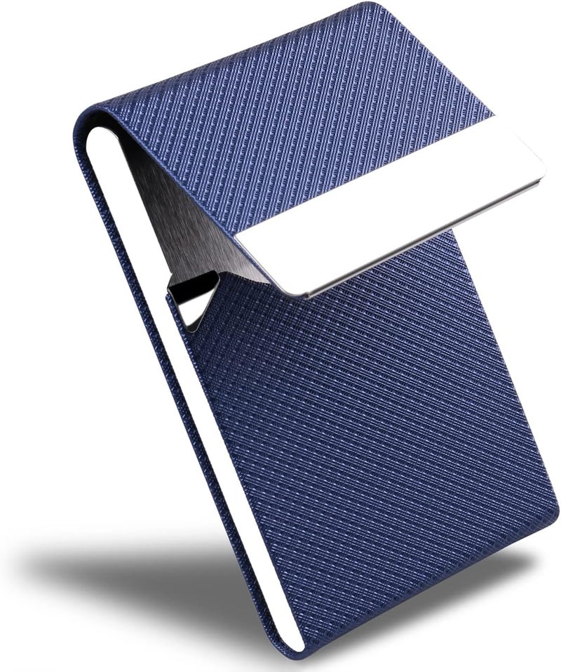 DMFLY Business Card Holder for Women & Men - Multi Card Case, Business & Pocket Card Holder, Credit & Name Card Wallet with Magnetic Closure, Blue-zs - Image 2